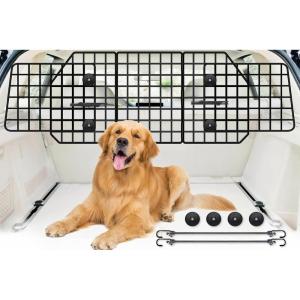 imageFEED GARDEN Adjustable Dog Car Barrier for SUVsVehicles Trucks Upgraded UniversalFit Pet Divider Gate Large Pet Barrier for Cargo Area 366quot to 606quot Width Black