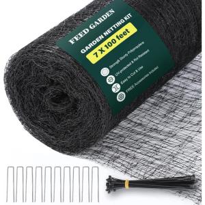 imageFEED GARDEN Deer Netting Deer Fence Netting 7 x 100 Feet for Garden Protection Reusable Protective for Plants Fruit Trees Vegetables Against Birds and Other Animals