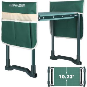imageFEED GARDEN Garden Kneeler and Seat Garden Stool with 10quot Wide Soft Kneeling Pad Heavy Duty Gardening Bench Chair with 2 Tool Pouches Gardening Gifts for Women Seniors Women Mom Men Green