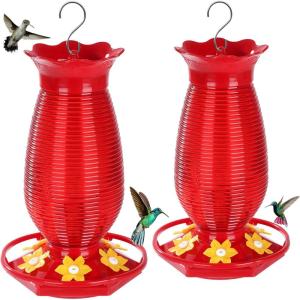 imageFEED GARDEN Glass Hummingbird Feeders for Outdoors Hanging 26 OZ Humming Birds Feeders with 6 Feeding Ports ampamp Builtin Ant Moat Bird Feeder for Outside Hummingbird Gifts for Mom Red 1 Pack2
