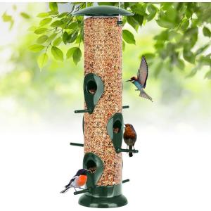 imageFEED GARDEN Metal Tube Bird Feeders for Outdoors Hanging 6Port Bird Feeder for Outside Finch Feeders for Outside Squirrel Proof Bird Feeders with Heavy Duty Metal Lid ChewProof1