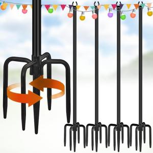 imageFEED GARDEN String Light Pole for Deck  2 Pack 98FT for Outside Hanging Steel String Poles for Outdoor Decoration Garden Backyard Patio Lighting Stand for Parties Christmas Wedding3 sections4 pack