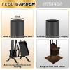 imageFEED GARDEN 29 Inch Fireplace Tools Set 5 Pieces Indoor Outdoor Wrought Iron Fireplace Accessories Set Wood Stove Fire Place Set with Heavy Duty TongsPokerShovelBrush and StandBlack