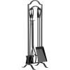 imageFEED GARDEN 29 Inch Fireplace Tools Set 5 Pieces Indoor Outdoor Wrought Iron Fireplace Accessories Set Wood Stove Fire Place Set with Heavy Duty TongsPokerShovelBrush and StandBlack