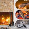 imageFEED GARDEN 29 Inch Fireplace Tools Set 5 Pieces Indoor Outdoor Wrought Iron Fireplace Accessories Set Wood Stove Fire Place Set with Heavy Duty TongsPokerShovelBrush and StandBlack