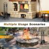 imageFEED GARDEN 29 Inch Fireplace Tools Set 5 Pieces Indoor Outdoor Wrought Iron Fireplace Accessories Set Wood Stove Fire Place Set with Heavy Duty TongsPokerShovelBrush and StandBlack