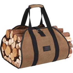 imageFEED GARDEN Firewood Carrier Bag Heavy Duty Waxed Canvas Log Carrier for Firewood Large Log Tote Fire Wood Carrying Bag with Handles for Easy Transport Carrying and Wood Stove Accessories