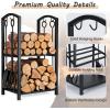 imageFEED GARDEN Firewood Rack Indoor Outdoor with Tools 5Piece Fireplace Tools Set Fireplace Log Holder HeavyDuty Steel Firewood Storage Rack for Fireplace Fire Pit Wood StoveBlack 29quot H