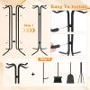 imageFEED GARDEN Fireplace Tools Set 5 Pieces Indoor Outdoor Black Wrought Iron Fire Place Poker Sets Shovel Brush Fireset Fire Pit Stand Wood Stove Log Tongs Accessories
