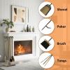 imageFEED GARDEN 29 Inch Fireplace Tools Set 5 Pieces Wrought Iron Fire Place Set Tools Indoor Outdoor Fireplace Accessories with Poker Tongs Shovel Brush Base Antique Bronze