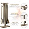 imageFEED GARDEN 29 Inch Fireplace Tools Set 5 Pieces Wrought Iron Fire Place Set Tools Indoor Outdoor Fireplace Accessories with Poker Tongs Shovel Brush Base Antique Bronze