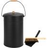 imageFEED GARDEN 515 Gallon Ash Bucket with LidShovelBroom and ScrewdriverFireplace Metal BucketPellet Charcoal Bucket Ash Can for Fireplace Fire PitsHearthWood StovesIndoor OutdoorBlack515 Gallon