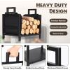 imageFEED GARDEN Firewood Rack Outdoor Indoor with Log Carrier Bag 177 Inch Heavy Duty Steel Wood Holder for Fireplace Compact Wood Rack for Firewood Storage Black