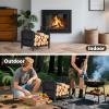 imageFEED GARDEN Firewood Rack Outdoor Indoor with Log Carrier Bag 177 Inch Heavy Duty Steel Wood Holder for Fireplace Compact Wood Rack for Firewood Storage Black