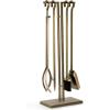 imageFEED GARDEN 29 Inch Fireplace Tools Set 5 Pieces Wrought Iron Fire Place Set Tools Indoor Outdoor Fireplace Accessories with Poker Tongs Shovel Brush Base Antique Bronze