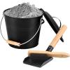 imageFEED GARDEN 515 Gallon Ash Bucket with LidShovelBroom and ScrewdriverFireplace Metal BucketPellet Charcoal Bucket Ash Can for Fireplace Fire PitsHearthWood StovesIndoor OutdoorBlack13 Gallon