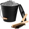 imageFEED GARDEN 515 Gallon Ash Bucket with LidShovelBroom and ScrewdriverFireplace Metal BucketPellet Charcoal Bucket Ash Can for Fireplace Fire PitsHearthWood StovesIndoor OutdoorBlack35 Gallon
