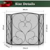 imageFEED GARDEN 3 Panel Fireplace Screen 48quot W x 29quot H Modern Foldable with Wrought Metal Decorative MeshBlack