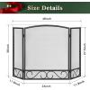 imageFEED GARDEN 3 Panel Fireplace Screen Wrought Iron 48quot W x 29quot H Foldable Heavy Duty Fire Spark Guard Cover with Metal Decorative Mesh for Living Room Home Decor Indoor Black