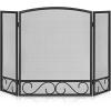 imageFEED GARDEN 3 Panel Fireplace Screen Wrought Iron 48quot W x 29quot H Foldable Heavy Duty Fire Spark Guard Cover with Metal Decorative Mesh for Living Room Home Decor Indoor Black
