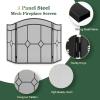 imageFEED GARDEN 3 Panel Fireplace Screen Wrought Iron 48quot W x 30quot H Foldable Heavy Duty Fire Spark Guard Cover with Metal Decorative Mesh for Living Room Home Decor Indoor Black
