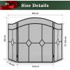 imageFEED GARDEN 3 Panel Fireplace Screen Wrought Iron 48quot W x 30quot H Foldable Heavy Duty Fire Spark Guard Cover with Metal Decorative Mesh for Living Room Home Decor Indoor Black