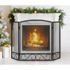 imageFEED GARDEN 3 Panel Fireplace Screen Wrought Iron 48quot W x 29quot H Foldable Heavy Duty Fire Spark Guard Cover with Metal Decorative Mesh for Living Room Home Decor Indoor Black