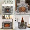 imageFEED GARDEN 3 Panel Fireplace Screen 48quot W x 29quot H Modern Foldable with Wrought Metal Decorative Mesh Black48 W x 30 H
