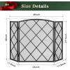 imageFEED GARDEN 3 Panel Fireplace Screen 48quot W x 29quot H Modern Foldable with Wrought Metal Decorative Mesh Black48 W x 30 H