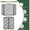 imageFEED GARDEN 3 Panel Fireplace Screen 48quot W x 29quot H Modern Foldable with Wrought Metal Decorative Mesh Black48 W x 30 H