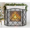 imageFEED GARDEN 3 Panel Fireplace Screen 48quot W x 29quot H Modern Foldable with Wrought Metal Decorative Mesh Black48 W x 30 H