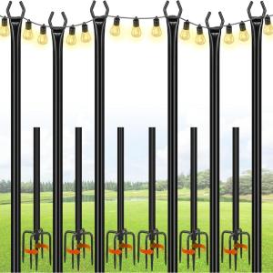 imageFEED GARDEN String Light Poles for Outside10FT Metal Poles for Outdoor String Lights Stand Poles for Deck Garden Patio Wedding Backyard Christmas Party 6 Pack
