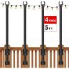 imageFEED GARDEN 5 Ft String Light Poles with Fence Brackets Black Metal 4 Pack for Outdoor Deck Patio Backyard