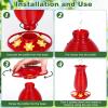 imageFEED GARDEN Glass Hummingbird Feeders for Outdoors Hanging 26 OZ Humming Birds Feeders with 6 Feeding Ports ampamp Builtin Ant Moat Bird Feeder for Outside Hummingbird Gifts for Mom Red 1 Pack1