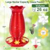 imageFEED GARDEN Glass Hummingbird Feeders for Outdoors Hanging 26 OZ Humming Birds Feeders with 6 Feeding Ports ampamp Builtin Ant Moat Bird Feeder for Outside Hummingbird Gifts for Mom Red 1 Pack1