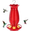 imageFEED GARDEN Glass Hummingbird Feeders for Outdoors Hanging 26 OZ Humming Birds Feeders with 6 Feeding Ports ampamp Builtin Ant Moat Bird Feeder for Outside Hummingbird Gifts for Mom Red 1 Pack1