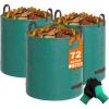 imageFEED GARDEN 72 Gallon Reusable Yard Waste Bags 3 Pack Heavy Duty Lawn and Leaf Bags with 4 Reinforced Handles Stand Up for Leaves Grass Clippings Debris Includes Gardening Gloves