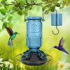 imageFEED GARDEN Glass Hummingbird Feeder 16 oz Hanging Outdoor Feeder with BeeProof Ports Ant Moat Leakproof Easy to Clean amp Refill 360 Perch PurpleBlue