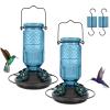 imageFEED GARDEN Glass Hummingbird Feeder 16 oz Hanging Outdoor Feeder with BeeProof Ports Ant Moat Leakproof Easy to Clean amp Refill 360 Perch PurpleBlue