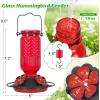 imageFEED GARDEN Glass Hummingbird Feeder 16 oz Hanging Outdoor Feeder with BeeProof Ports Ant Moat Leakproof Easy to Clean amp Refill 360 Perch PurpleRed
