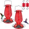 imageFEED GARDEN Glass Hummingbird Feeder for Outdoors Hanging 20 OZ Humming Birds Feeders with 4 Bee Guard Feeding Ports amp Builtin Ant Moat Bird Feeder for Outside Red2 PackRed