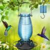 imageFEED GARDEN Glass Hummingbird Feeder for Outdoors Hanging 20 OZ Humming Birds Feeders with 4 Bee Guard Feeding Ports amp Builtin Ant Moat Bird Feeder for Outside Red2 PackBlue
