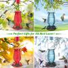 imageFEED GARDEN Glass Hummingbird Feeder for Outdoors Hanging 20 OZ Humming Birds Feeders with 4 Bee Guard Feeding Ports amp Builtin Ant Moat Bird Feeder for Outside Red2 PackRed