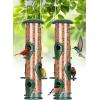 imageFEED GARDEN Upgrade Version Adjustable Shepherds Hook Bird Feeder and Metal Tube Bird Feeders for Outdoors Hanging 2 Pack 6Port