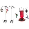 imageFEED GARDEN 75 Inch Three Shepherd Hooks for Outdoor and Glass Hummingbird Feeder for Outdoors Hanging
