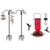 imageFEED GARDEN 91 Inch Three Shepherd Hooks and Glass Hummingbird Feeder for Outdoors Hanging