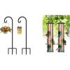 imageFEED GARDEN Adjustable 32 Inch Small Shepherd Hooks and 2 Pack 6Port Metal Tube Bird Feeders
