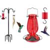 imageFEED GARDEN Glass Hummingbird Feeder  Double Shepherds Hooks 60 1 Pack
