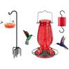 imageFEED GARDEN Glass Hummingbird Feeder  Shepherds Hooks 76 1 Pack