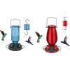 imageFEED GARDEN Glass Hummingbird Feeder 16 Oz Blue 20oz Red